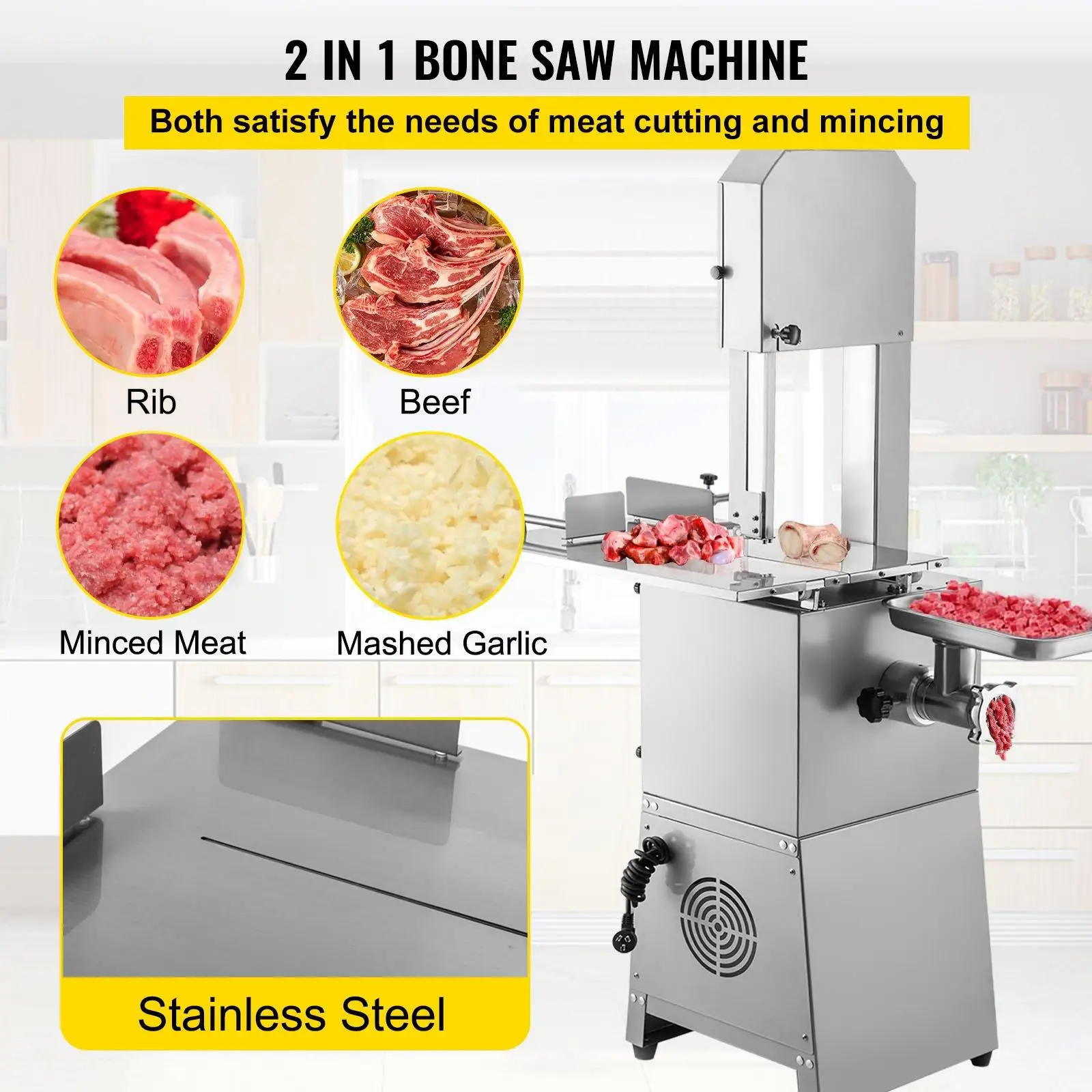 Commercial Bone Cutting Machine Frozen Meat Bone Cutter 110V 1500W Electric  Bone Saw Machine Frozen Meat Slicer, 15m/s, Perfect for Restaurant Cutting