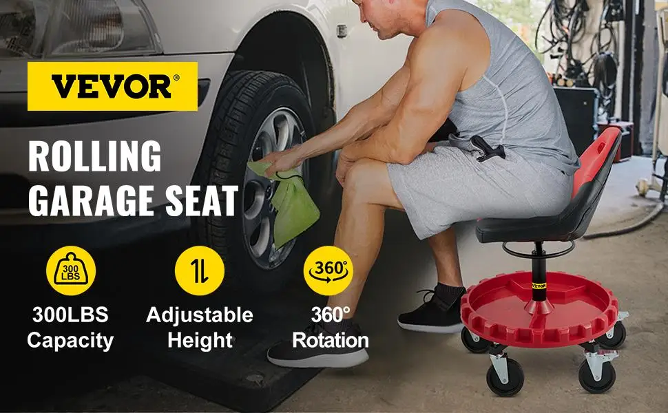 6 Best mechanics stools with backrest for Your Garage or Workshop of 2024 -  VEVOR Blog