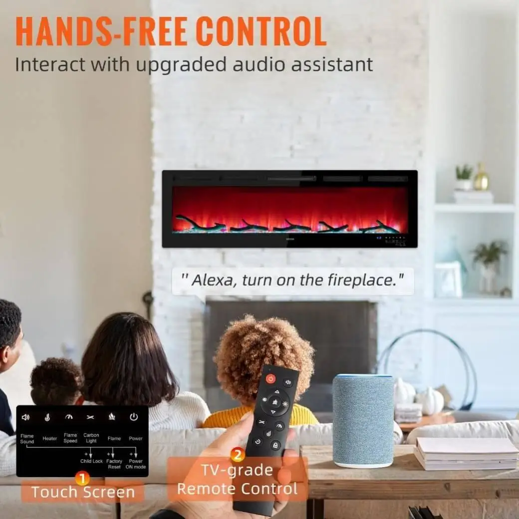 electric fireplace hands-free control