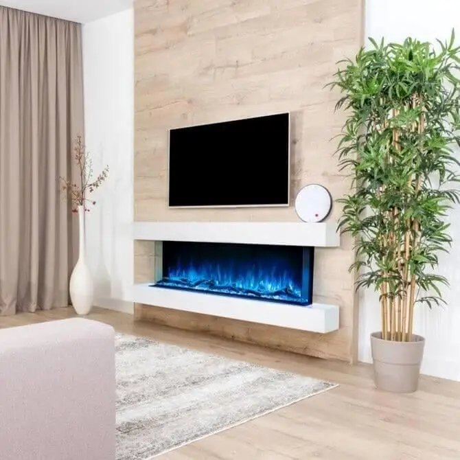  BELLEZE - Moderna chimenea eléctrica con repisa de TV