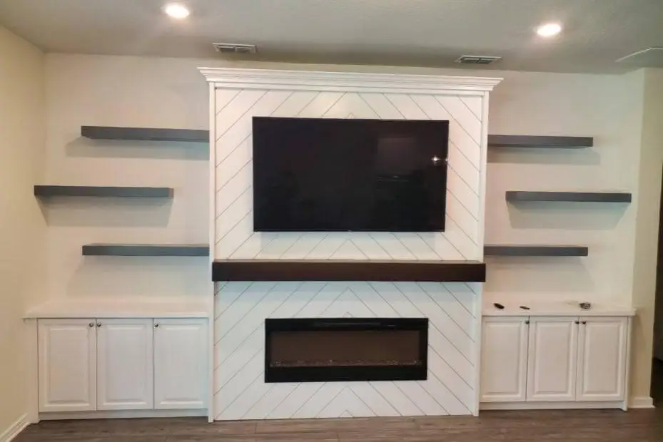 custom electric fireplaces with TV above