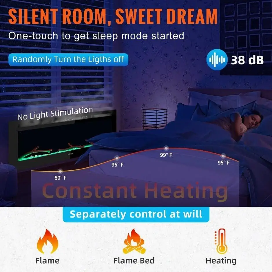 electric fireplace operation at night