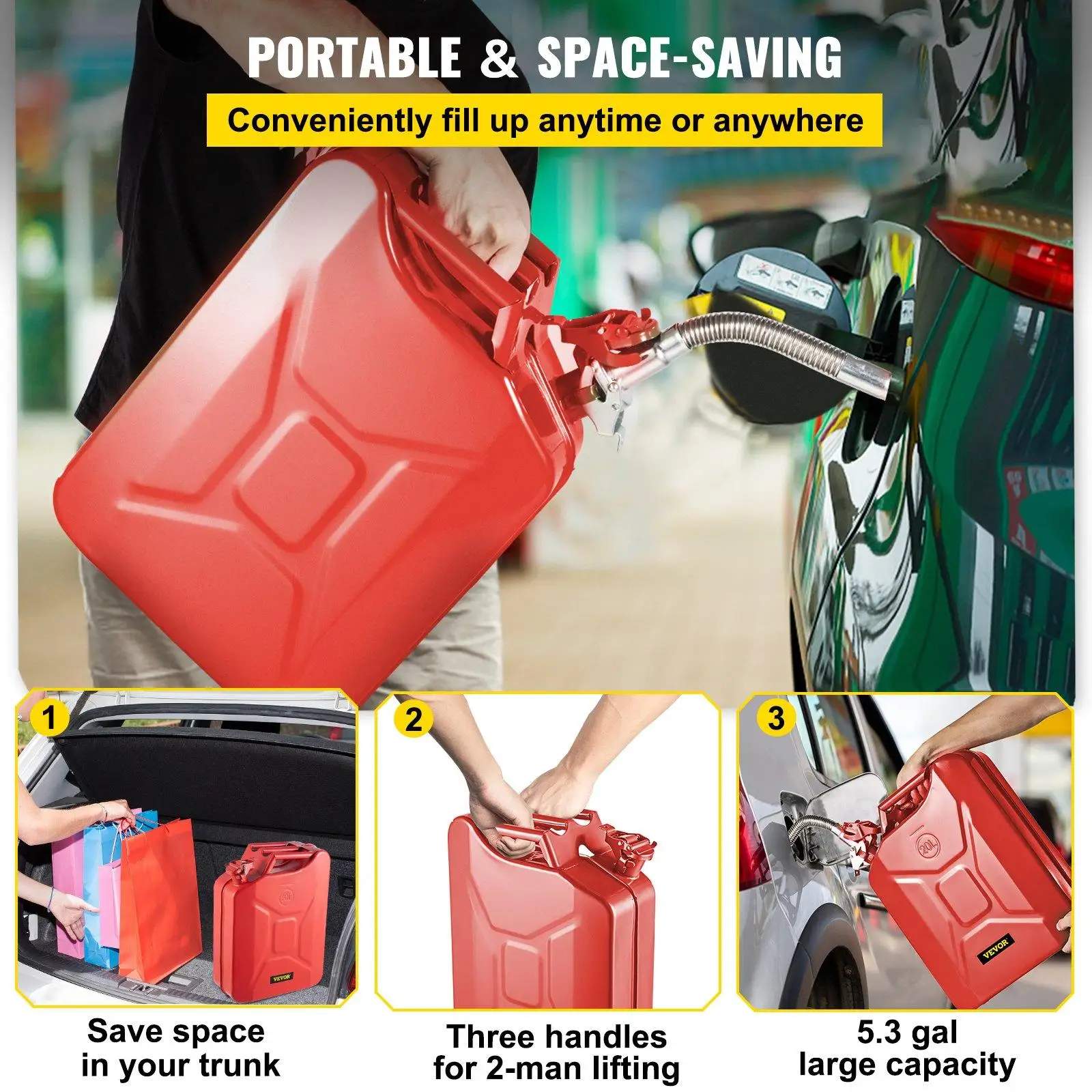 portable and space saving jerry can