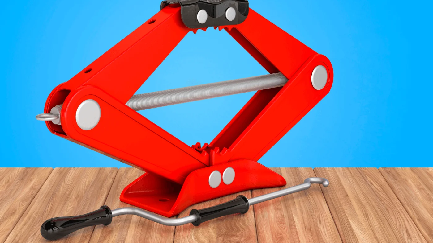 red motorcycle scissor lift jack