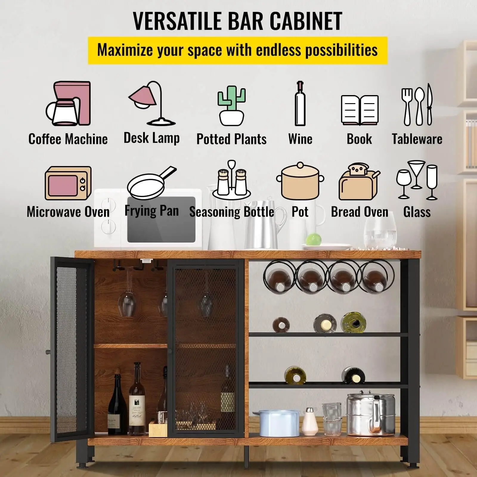 Wine and coffee bar cabinet