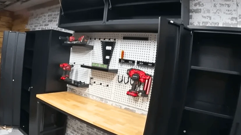 install cabinets and shelves