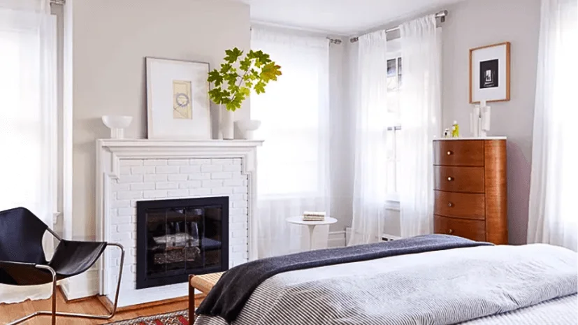 Build-In Bench With Marble Fireplace Space