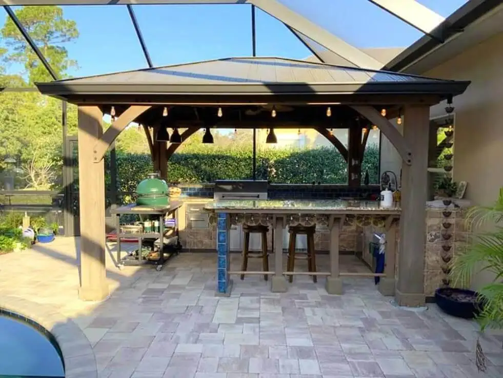 Gazebo outdoor kitchen roof