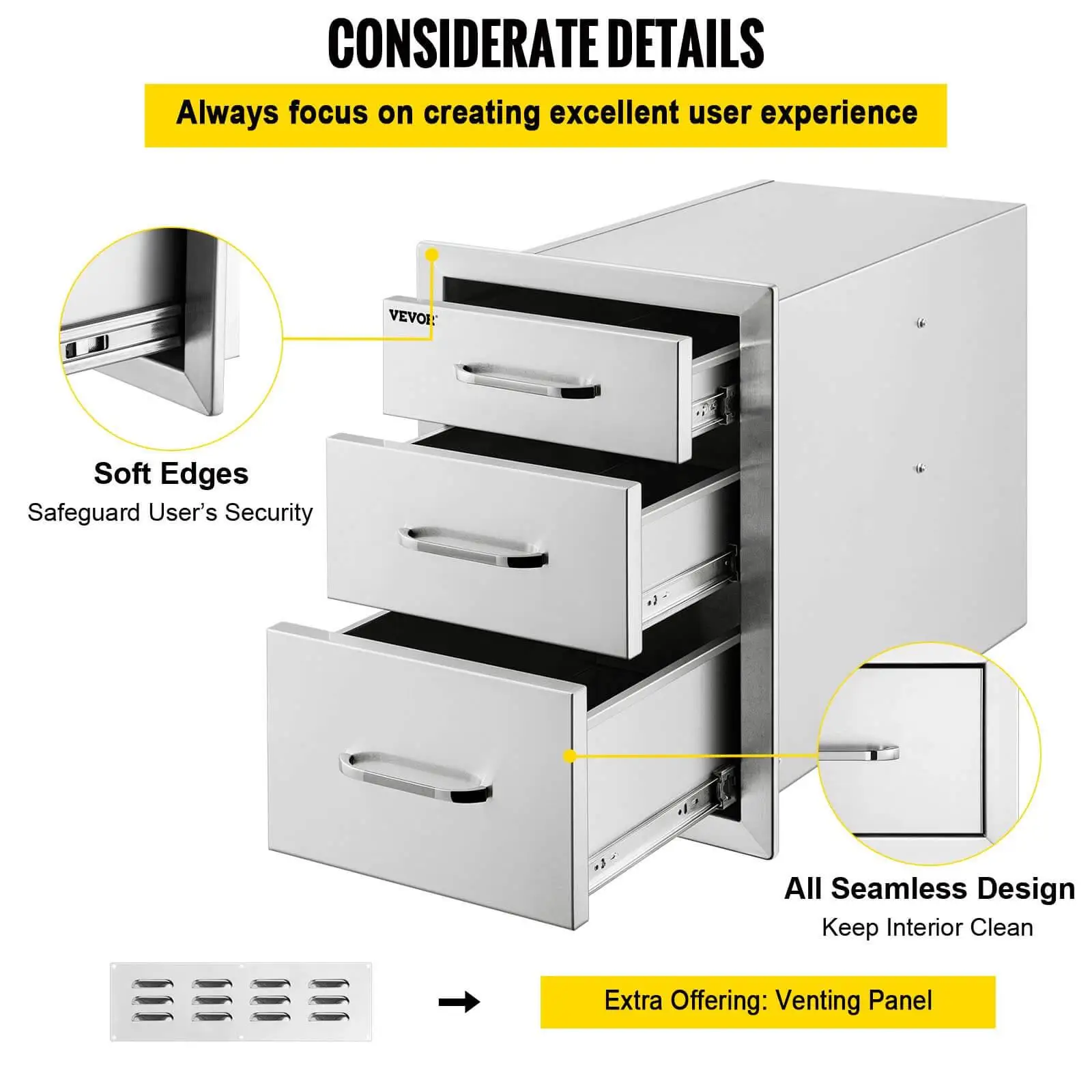 VEVOR outdoor stainless steel kitchen drawers