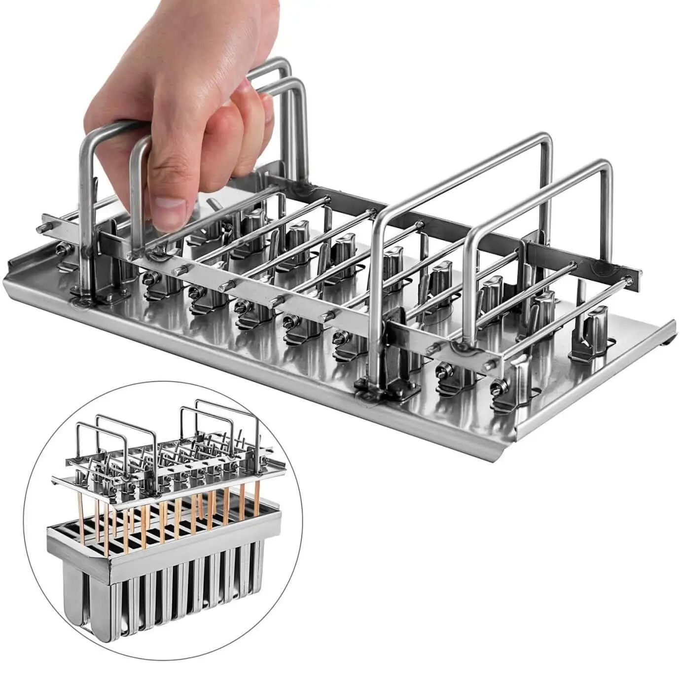 ecozoi Stainless Steel Popsicle Molds and Rack, Square Shape, Steel Sticks