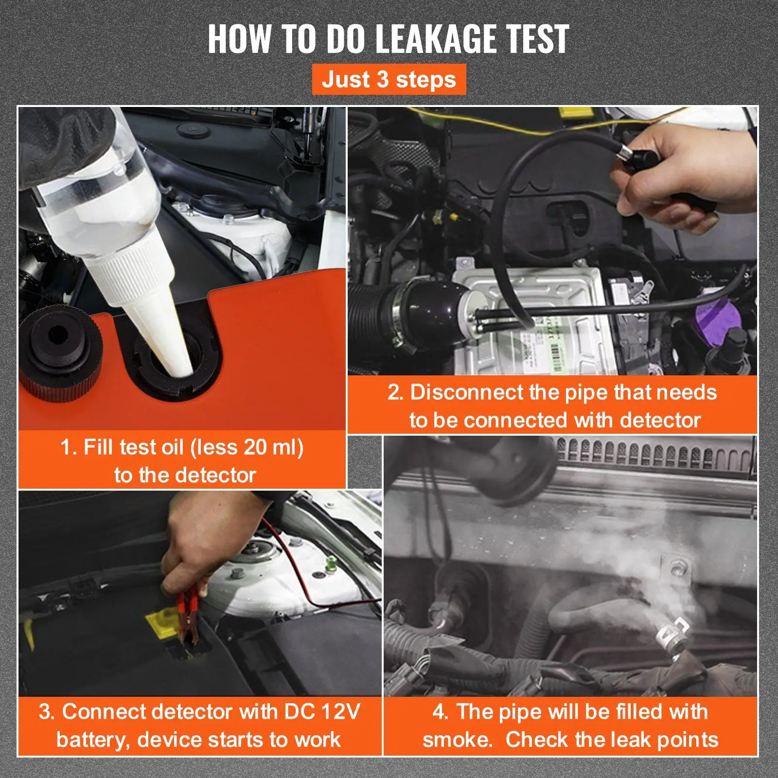 How to do leak test using VEVOR Automotive Smoke Leak Detector