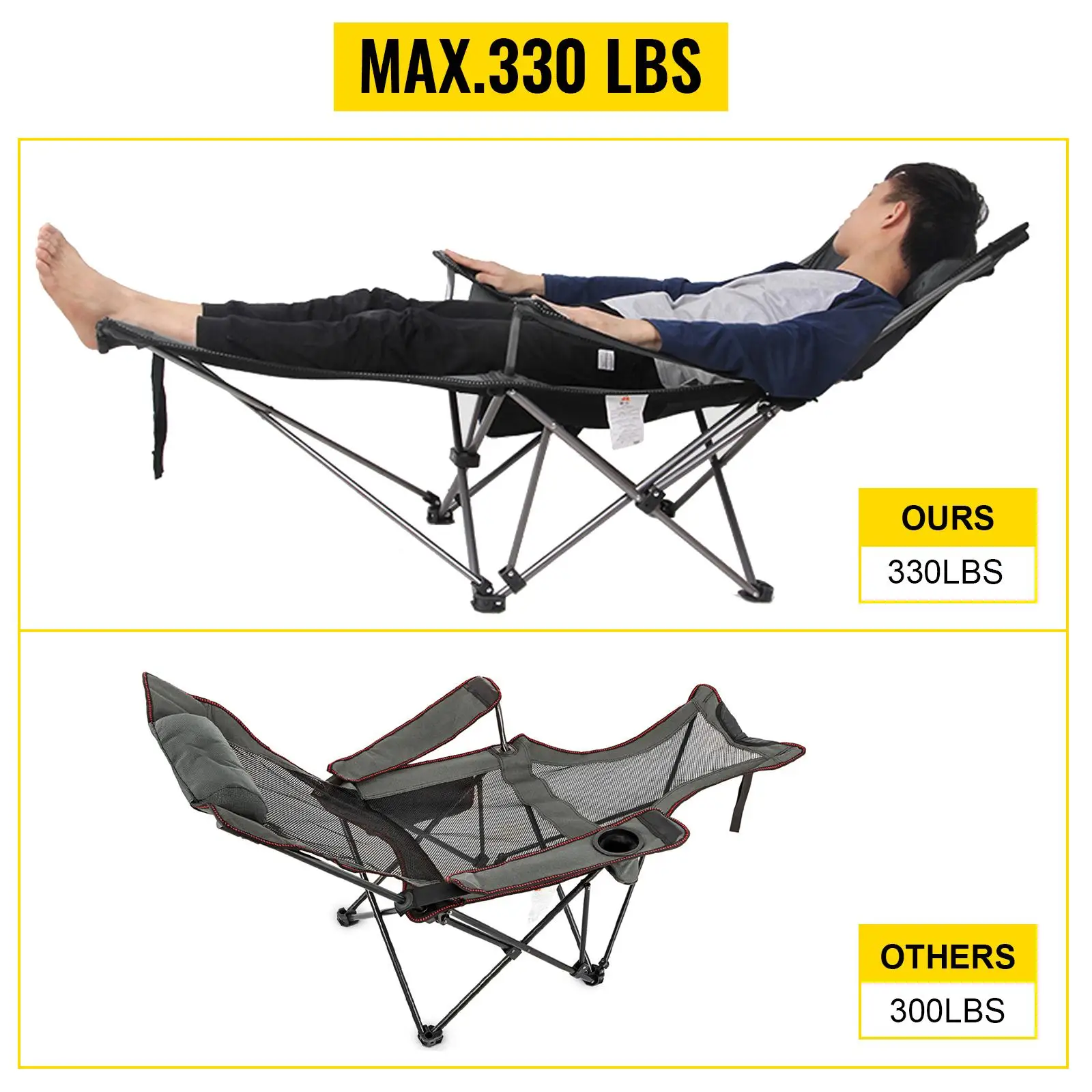 camping portable lounge with footrest