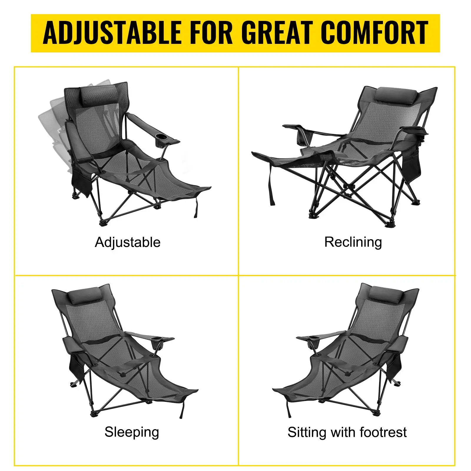 camping portable lounge with footrest