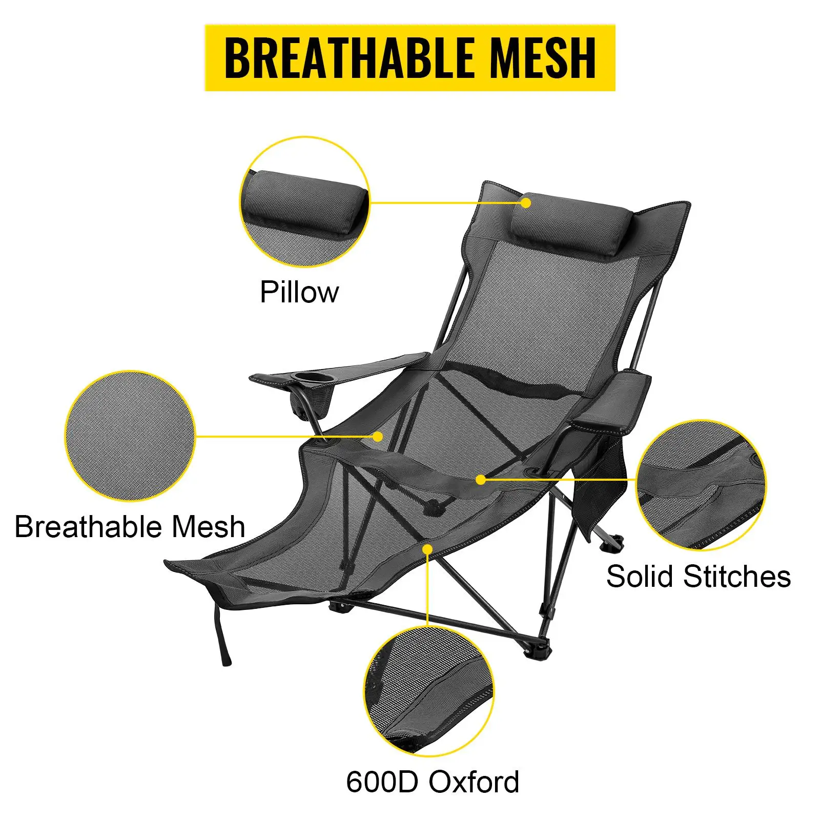 camping portable lounge with footrest