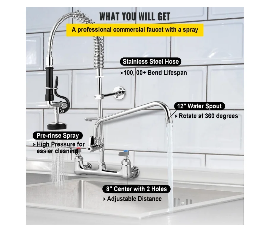types of commercial kitchen sink faucets with sprayer