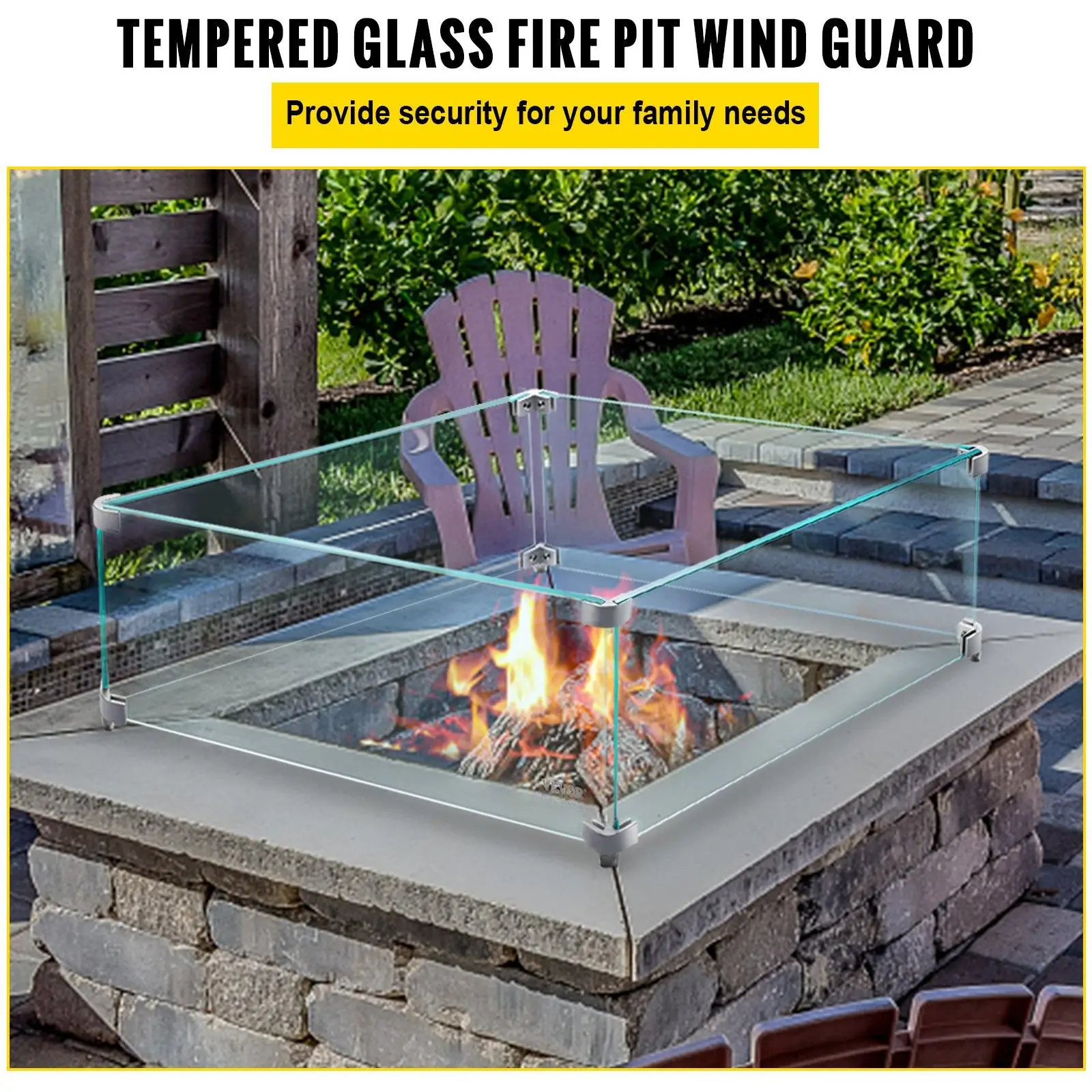 tempered glass fire pit wind guard