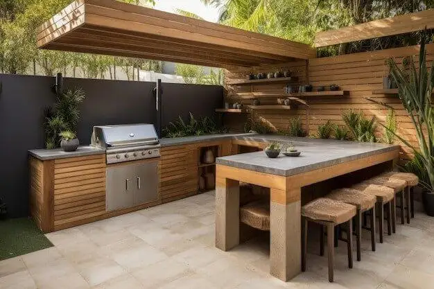 U-shaped outdoor kitchen 