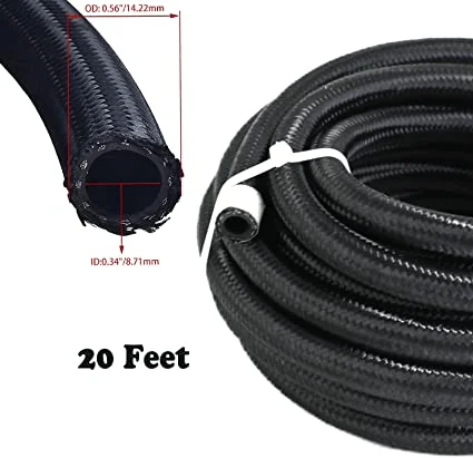 Tektall 6an 20ft Fuel Line Hose Fitting Kit Braided Nylon Stainless Steel Fuel Line