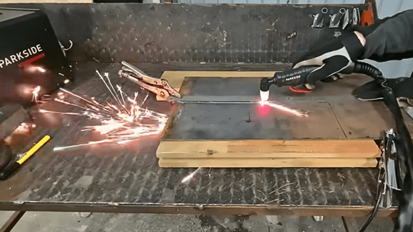 run an electric saw over the sandbox