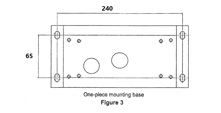 size of embedded hole on a one-piece mounting base
