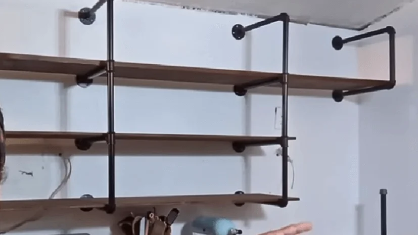 pipe shelving installed