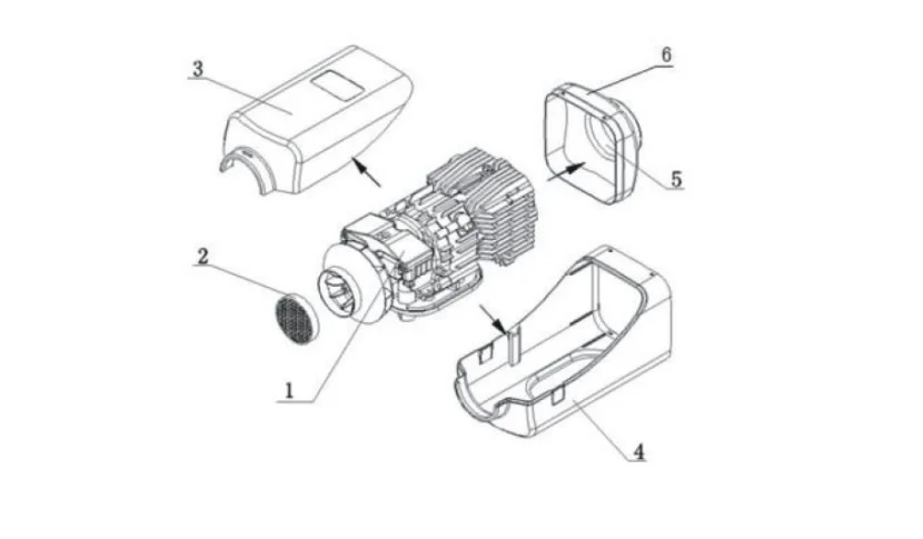 structure du boîtier en forme de capot