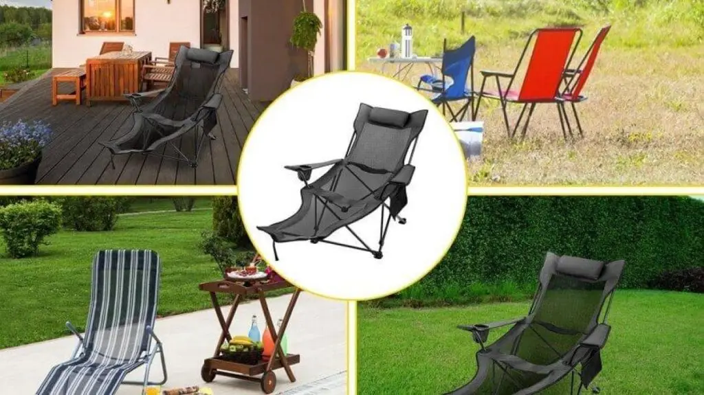 Chaise de Camping Pliante Inclinable avec Repose-pieds Rétractable