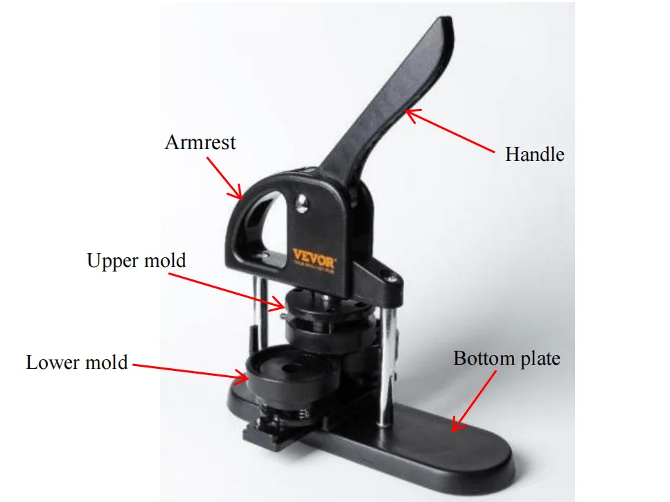 VEVOR Button Maker Machine components