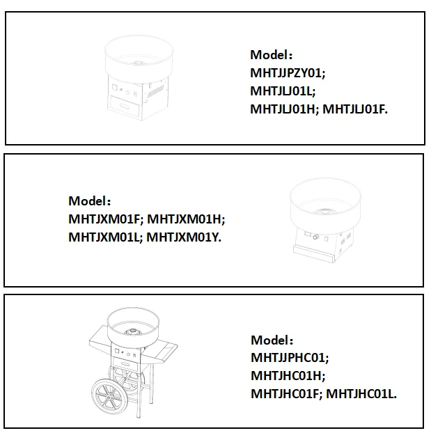 vevor cotton candy maker model numbers