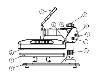 vevor heat press machine diagram