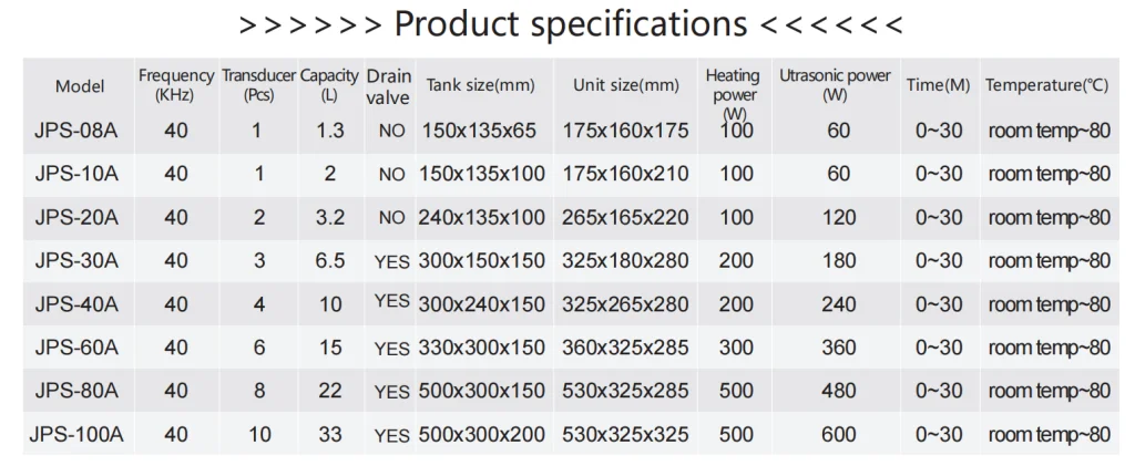 VEVOR Ultrasonic cleaner product specifications