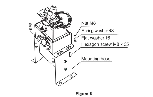 assemble machine engine to mounting base