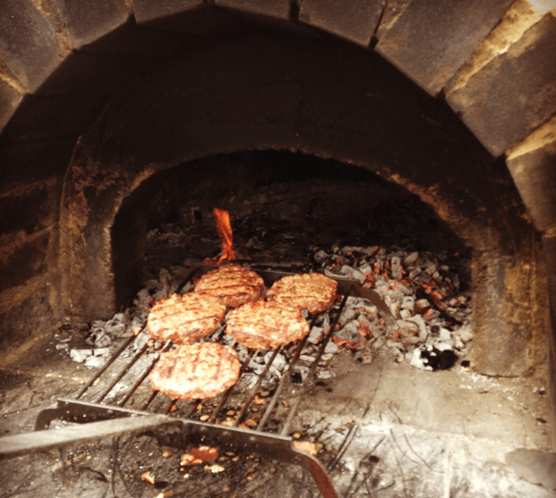 making a cake in a pizza oven