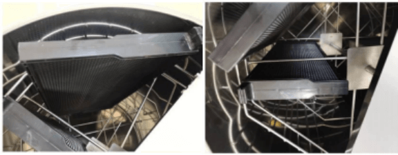 Put the beehive frames of different sizes with honey into the corresponding frames in the barrel