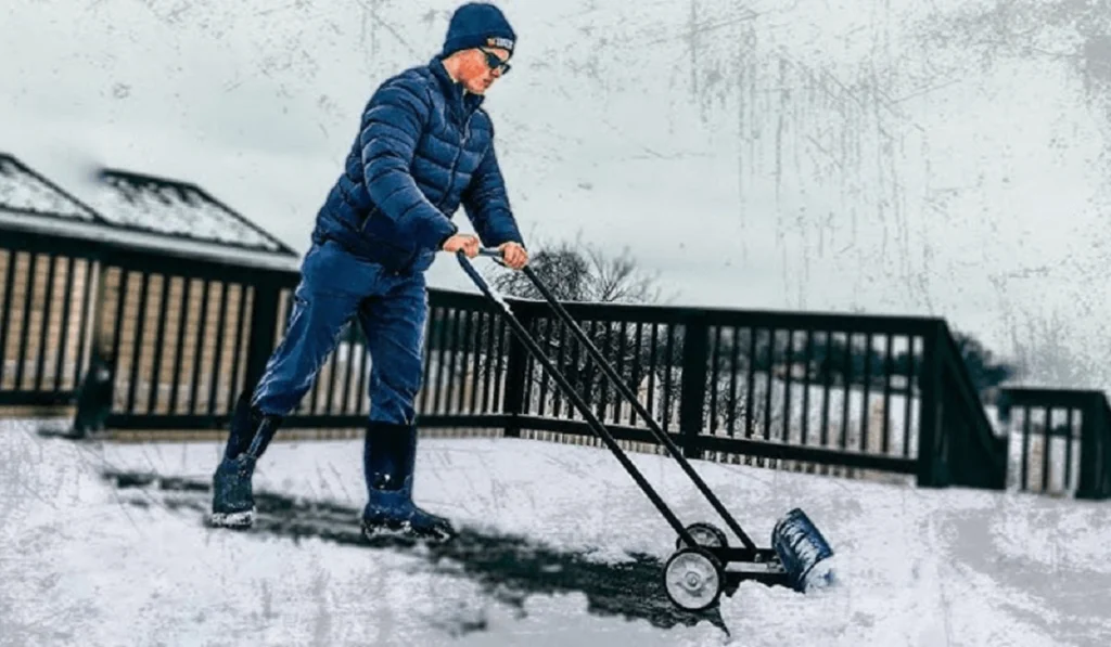 snow shovel with wheels