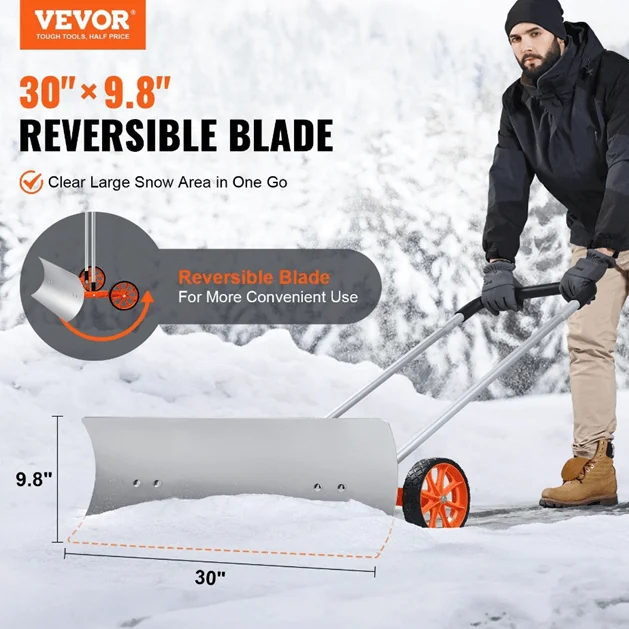 VEVOR 30-inch snow shovel with  wheels.