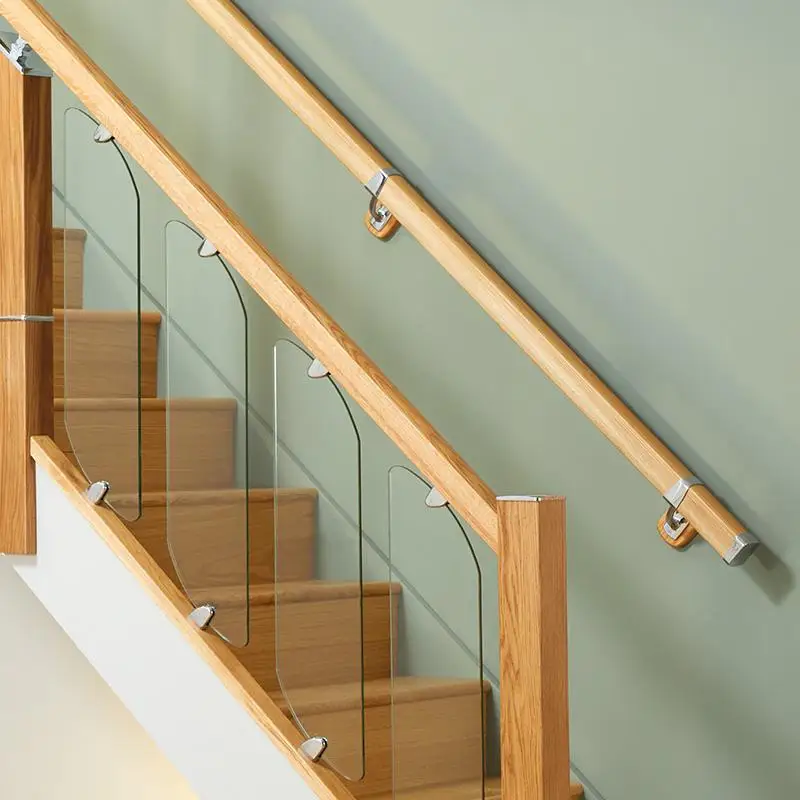 wall-mounted wooden handrails