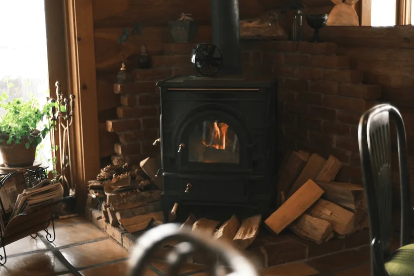 A wooden stove is a sustainable heat source