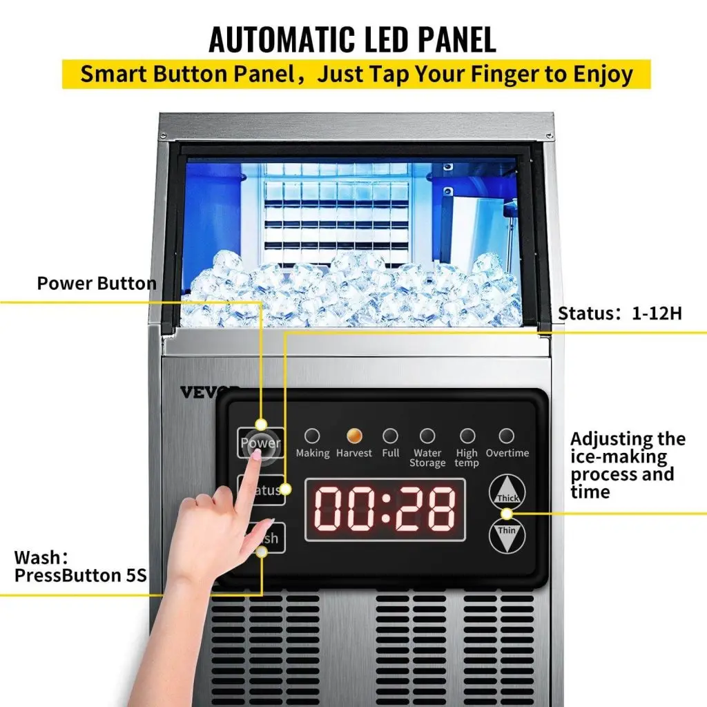 commercial ice maker with LED panel