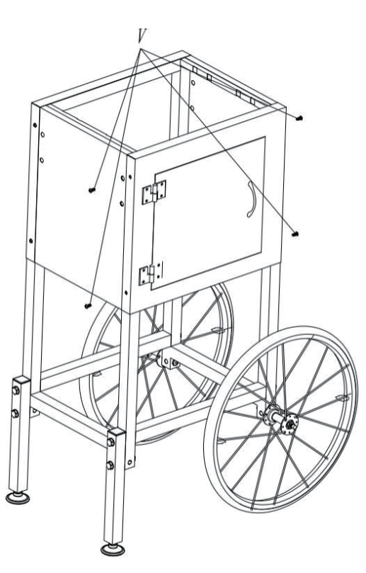 Insert the CABINET FRONT (H) and CABINET BACK (I)