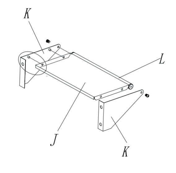 Insert the WORKING PLATFORM (J) to the same bracket using the pre-installed posts.