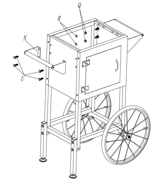 Install the assembled HANDLE on the left side of the cart