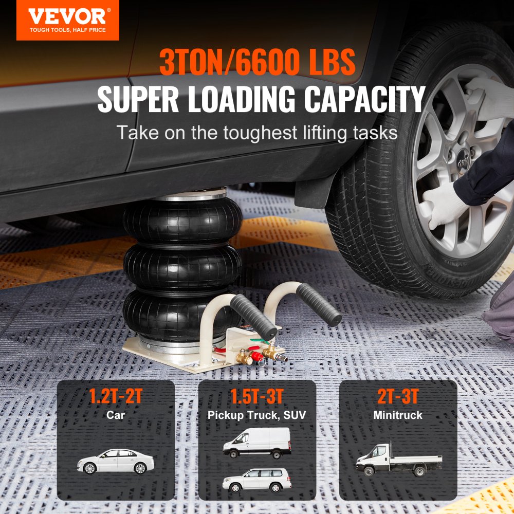 vevor 3 ton triple bag air jack