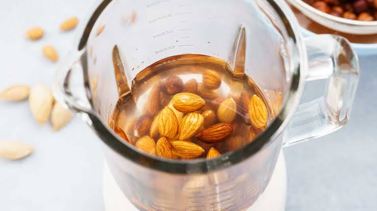 almonds soaked in distilled water