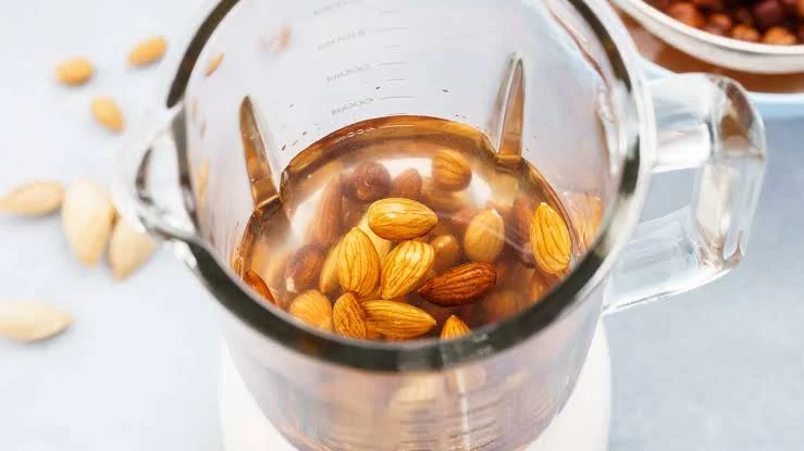 almonds soaked in distilled water
