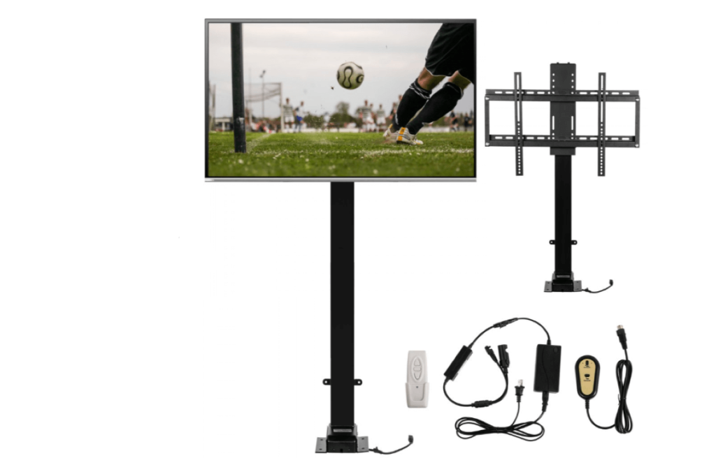 Attach the TV brackets and tv to the installed lift mechanism