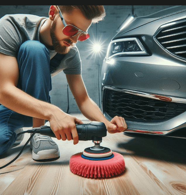 Polishing car with buffer