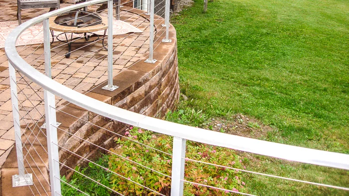 the curved cable railing 
