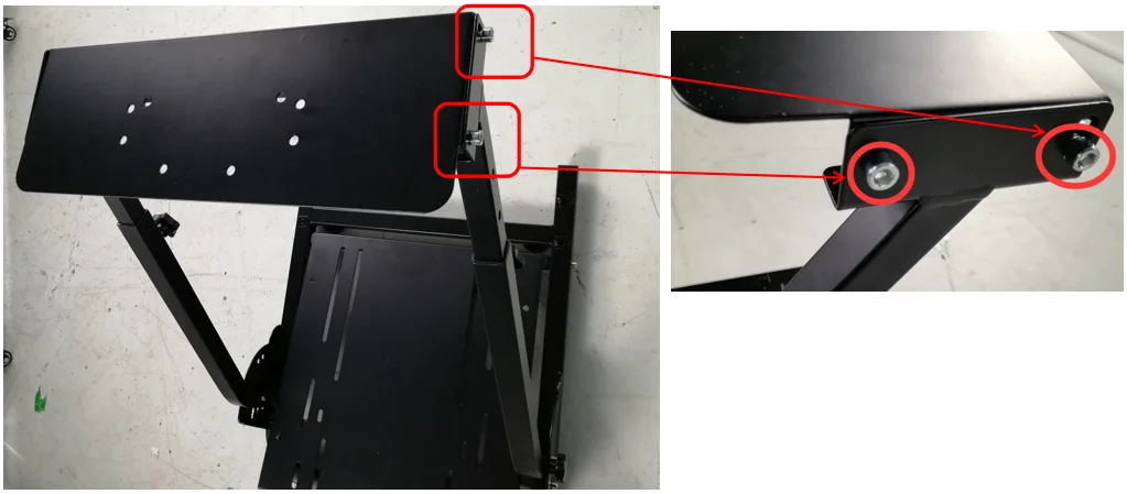 fix the table using the telescopic bracket holes