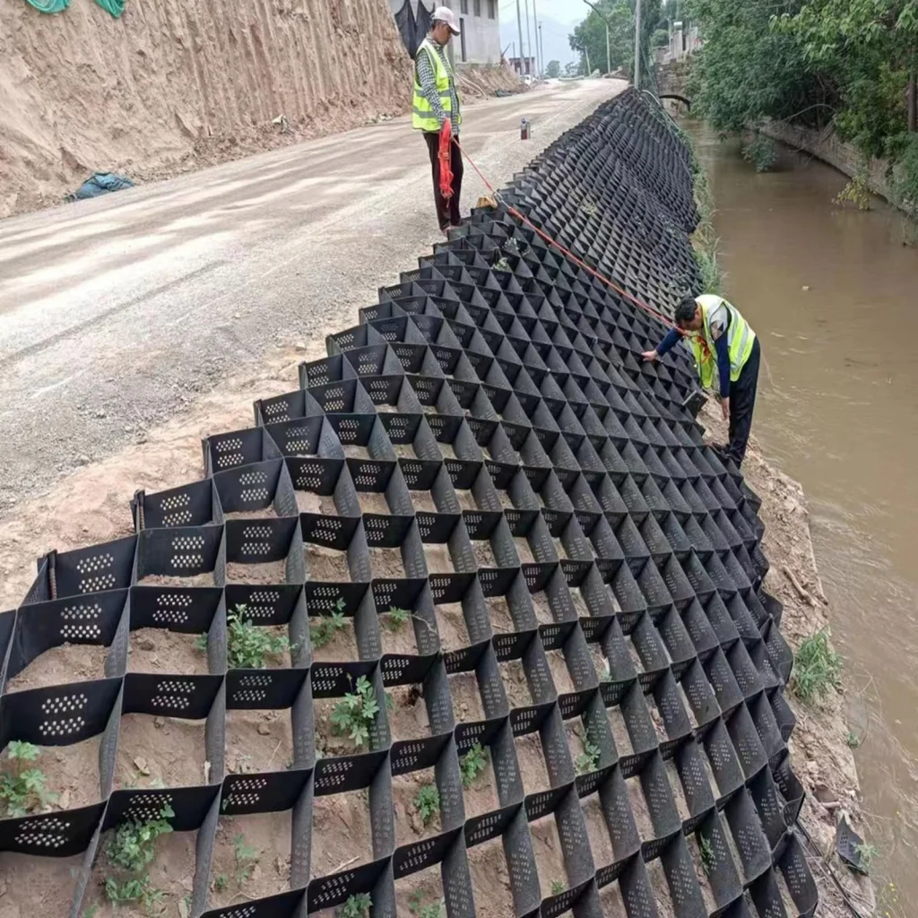 the retaining walls with the geogrid support